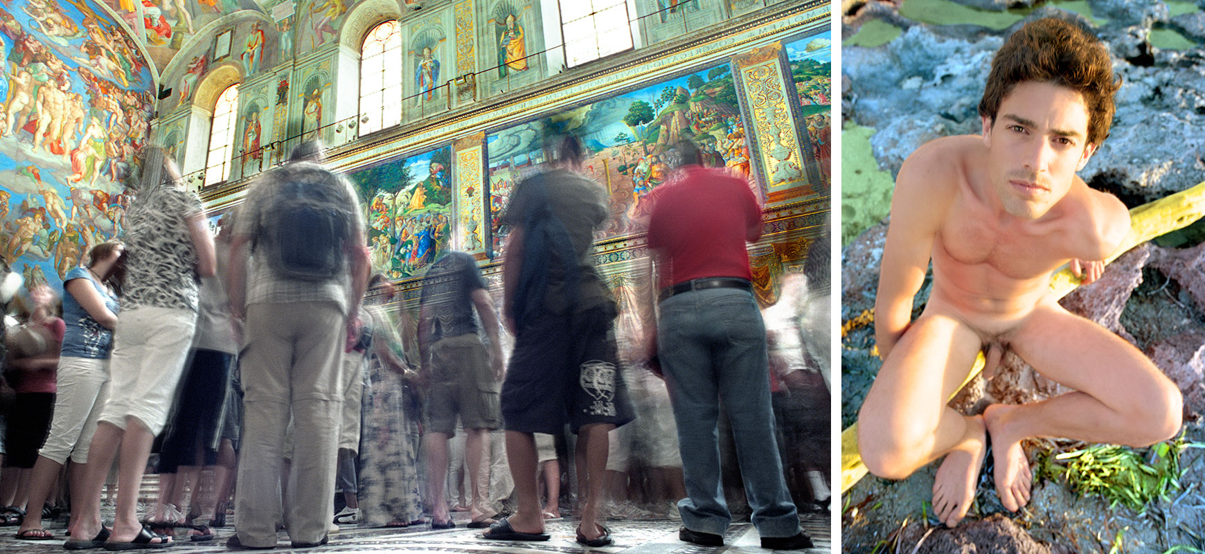 Sistine Chapel vs nude man at the beach